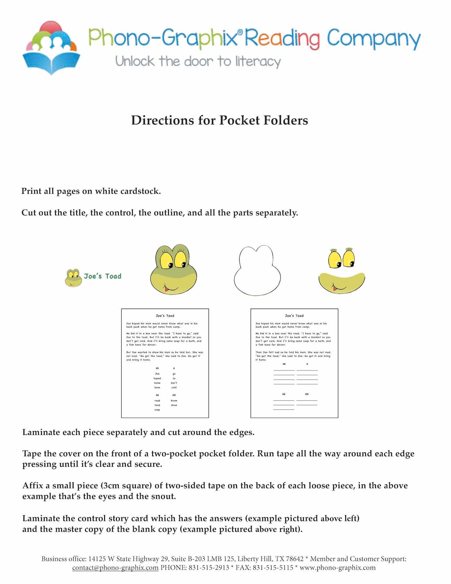 Pocket Folder Sets - downloadable PDF